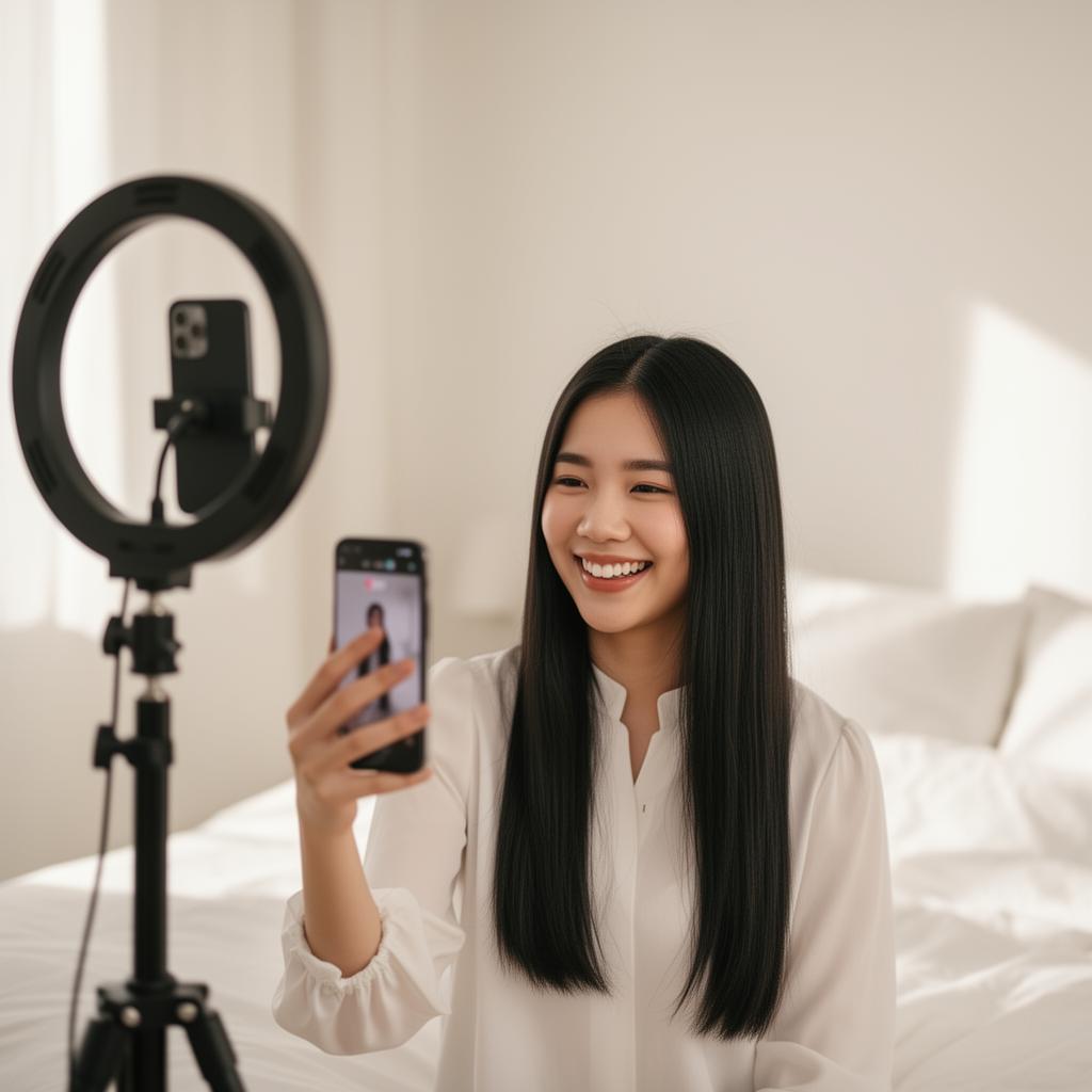 Creator filming with smartphone